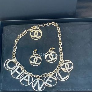 SOLD!! CHANEL - metal gold and strass crystals  necklace.